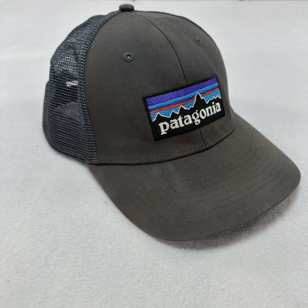 Patagonia Hat Cap Snap Back Gray Mesh Trucker Embroidered Patch Men's Outdoor